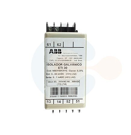 Transdutor de Tensão CC ETI30 0 a 60 mVDC/ 0 a 1 mADC/ ALIM 85 a 265VAC/90 a 300VDC