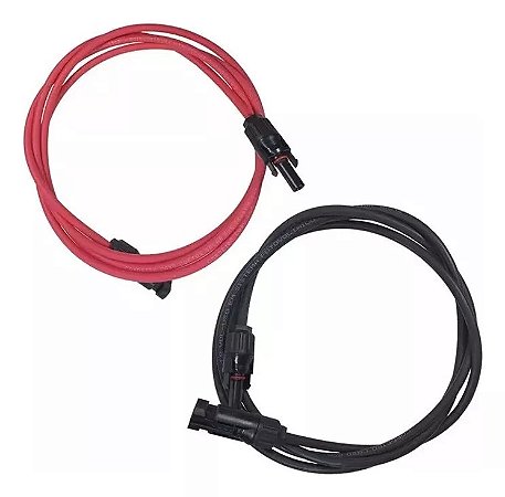 Cabo Solar 6mm 10m Preto + 10m Vermelho + 2 Par De Conector Mc4