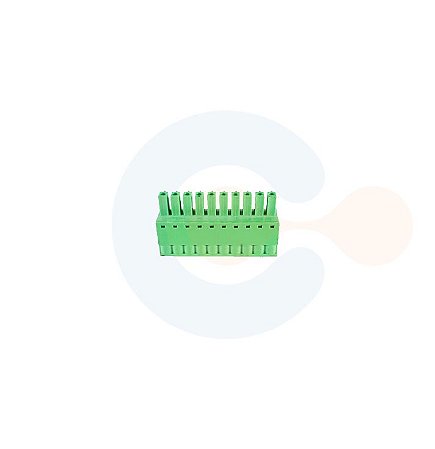 Conector Encaixe Fêmea p/ Cabo 3,81mm Mola 10 vias Verde