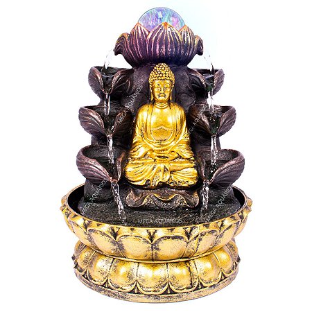 Fonte de água decorativa sala jardim Buda meditação bivolt led 037