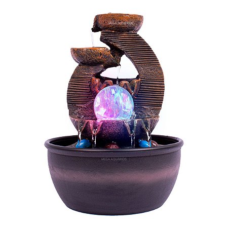 Fonte de água decorativa sala jardim varanda meditação bivolt led 1927