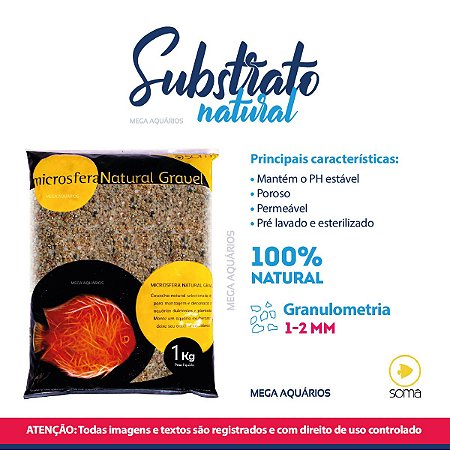 Substrato cascalho pedrinhas natural aquário Soma Gravel mix 1Kg 53330