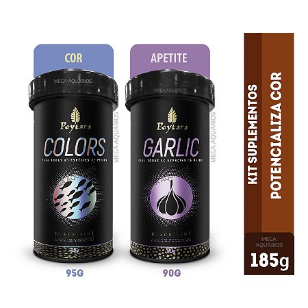 Ração peixes kit Poytara Garlic + Poytara Colors realça cores