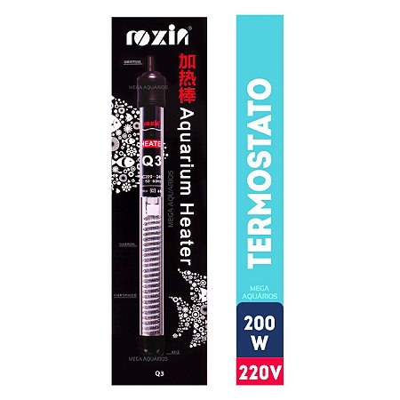 Aquecedor termostato aquario lago Roxin 200W 220v + termômetro adesivo