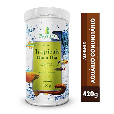 Ração Poytara Tropicais Dia a Dia 420g aquario comunitário