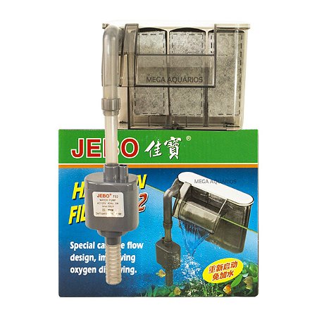 Filtro hang on externo fino Jebo 702 bomba 360lh filtra oxigena aquário