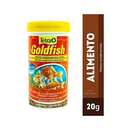 Ração peixes Tetra Goldfish Flakes 20g Kinguios Betta Guppy Neon Platy