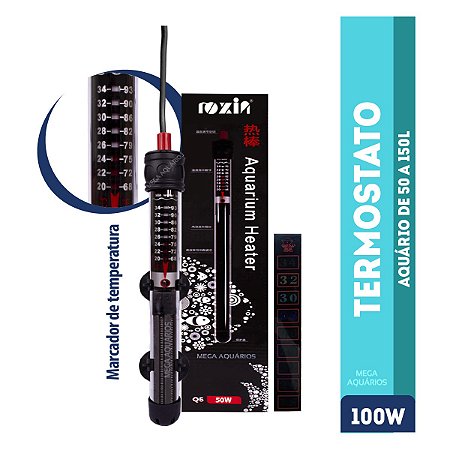 Termostato aquecedor Roxin Q5 100W aquario grande 100L termômetro