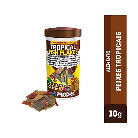 Ração Prodac Tropical Fish Flakes 10g peixes água doce