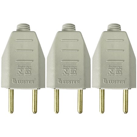 Plugue tomada 2P 2 pinos 10a 180º macho manutenção filtro kit com 3