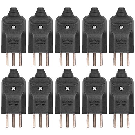 Plugue tomada Margirius 3 pinos finos 10a prensa cabo kit 10