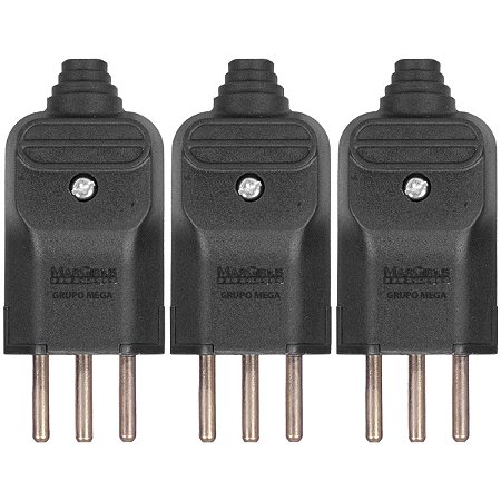 Plugue tomada Margirius 3 pinos finos 10a prensa cabo kit 3