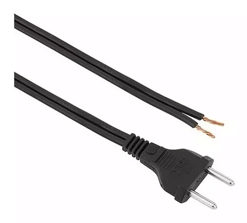 Cabo rabicho plug 2 pinos 1,5m 250V 0,50mm manutenção filtro aquário