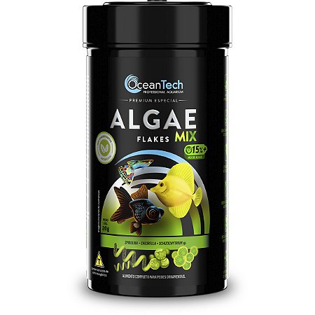 Ração peixes OceanTech Algae Flakes Mix 20g algas spirulina chlorella
