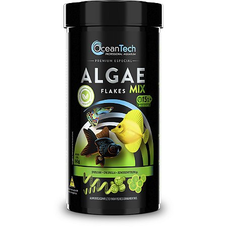 Ração peixes OceanTech Algae Flakes Mix 50g algas spirulina chlorella