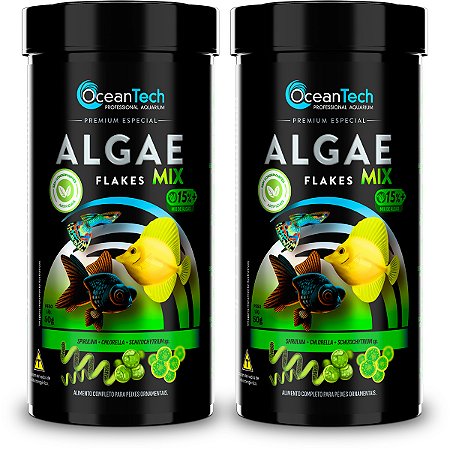 Ração peixes OceanTech Algae Flakes Mix 100g algas spirulina chlorella
