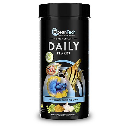 Ração OceanTech Daily Flakes 100g peixes aquário comunitário dia a dia