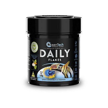 Ração OceanTech Daily Flakes 10g peixes aquário comunitário dia a dia