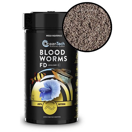 Ração OceanTech Blood Worms 12g suplemento aquário larva desidratada