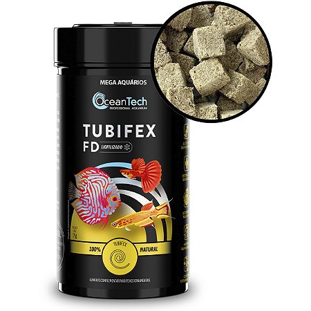 Ração suplemento peixes OceanTech Tubifex 10g petisco natural desidratado