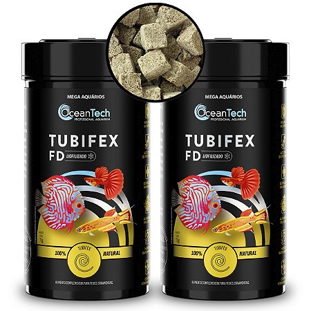 Ração suplemento peixes OceanTech Tubifex 20g petisco natural desidratado