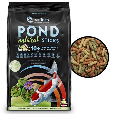 Ração peixes lago OceanTech Pond Natural Sticks 1,5kg carpas completa