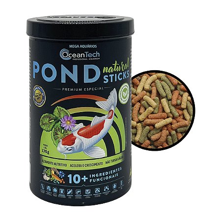 Ração peixes lago OceanTech Pond Natural Sticks 170g carpas completa