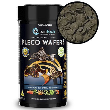Ração peixes de fundo OceanTech Pleco Wafers 100g completa premium