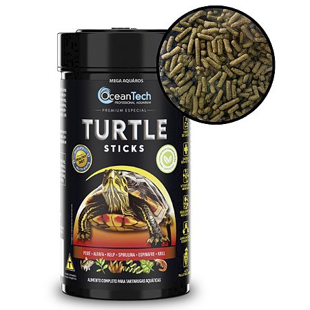 Ração OceanTech Turtle Sticks 300g tartarugas fortalece casco imunidade