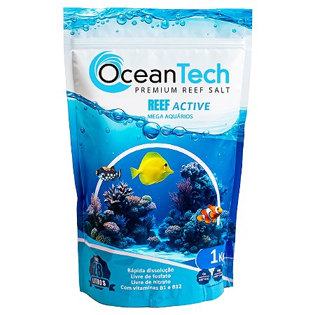 OceanTech sal para aquário marinho Reef Active 1kg completo fax 28L