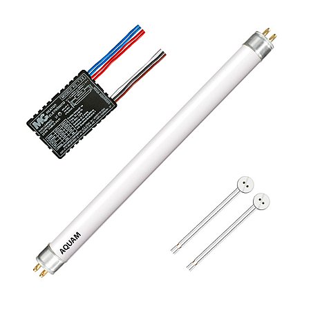 Kit lâmpada branca tubular 6W luminária tampa aquário reator + soquete