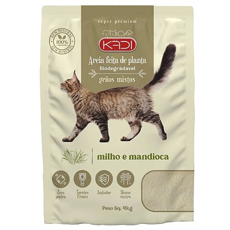 Areia sanitária Kadi grãos 4kg Areia mista