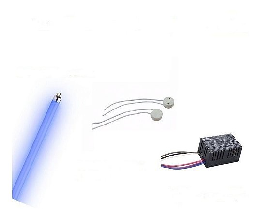 Kit Lampada 20w T8 Fluores Actínica Azul + Reator + Soquete