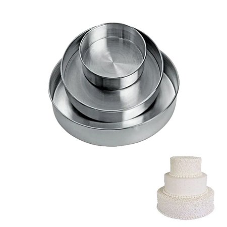 Kit Forma Redonda 10cm Com Fundo Fixo Para Bolo Torre 3 Pçs