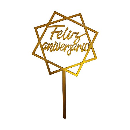 Topo De bolo Feliz Aniversário Estrela Pentágono Para Festa