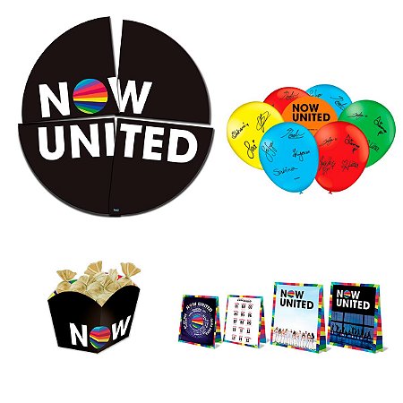 Kit Now United Painel + Cachepot + Decoração De Mesa + Bola