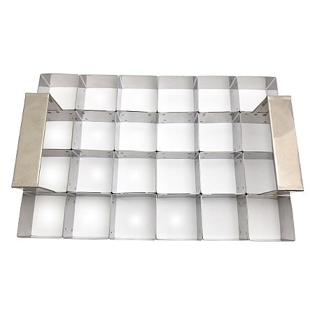 Aro Cortador Para Brownie Com 24 Cavidades 5x5x3 Em Inox 0,5