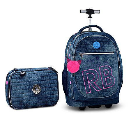 Kit Mochila Rebecca Bonbon + Estojo - Azul 2 Pçs