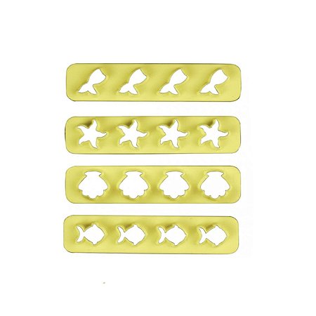 Kit Cortador Mini 4 Sereia, Peixe, Concha e Estrela do Mar