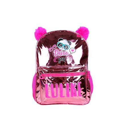 Mochila Escolar Luluca Metalizada Rosa