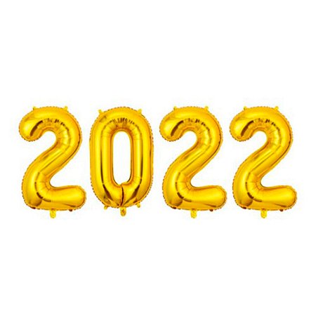 Kit Balão Metalizado Dourado 2022 45cm - Ano novo 4 Peças