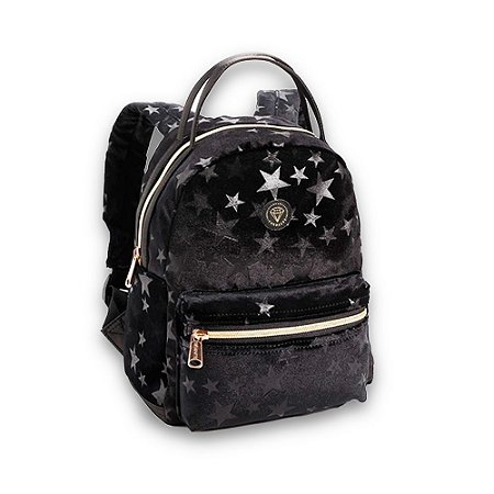 Mochila  Costas de Veludo Juvenil Star Seanite Funpack Preto