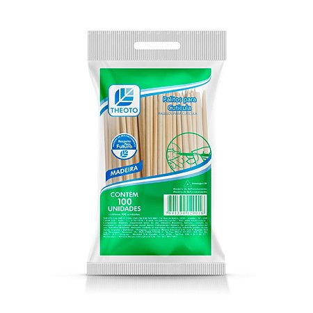 Palitos para Cutícula de Madeira 100UN - Theoto