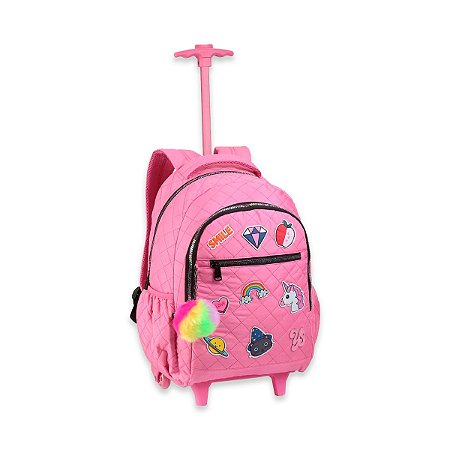 Mochila de Rodinhas Escolar Unicornio Infantil Seanite Rosa