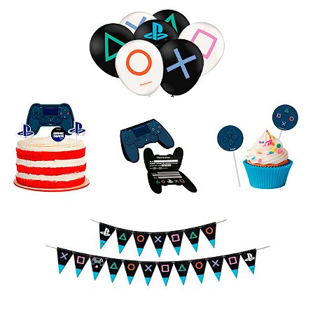 Kit Festa Playstation Game Decoração 46 Itens - Festcolor