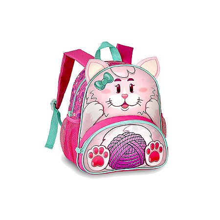 Mochila Escolar Costas Clio Infantil Gatinha Rosa