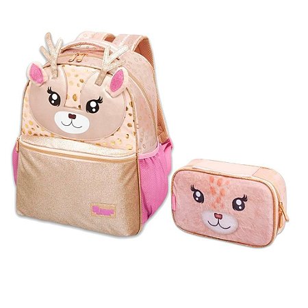 Kit Escolar Mochila costas + Estojo Pack Me Deer Infantil