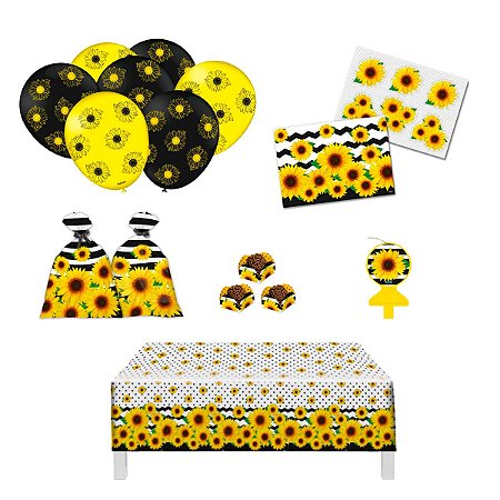 Kit Decoração Festa Girassol 90 Itens Eventos - Festcolor