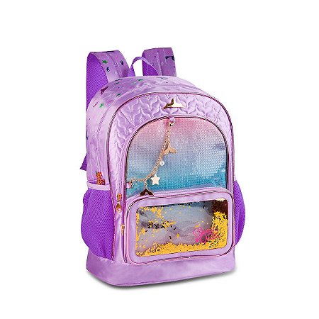 Mochila Escolar Infantil Clio Sereia Stweet queen Lilás