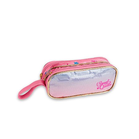 Estojo Escolar Duplo Sereia Sweet Queen Rosa
